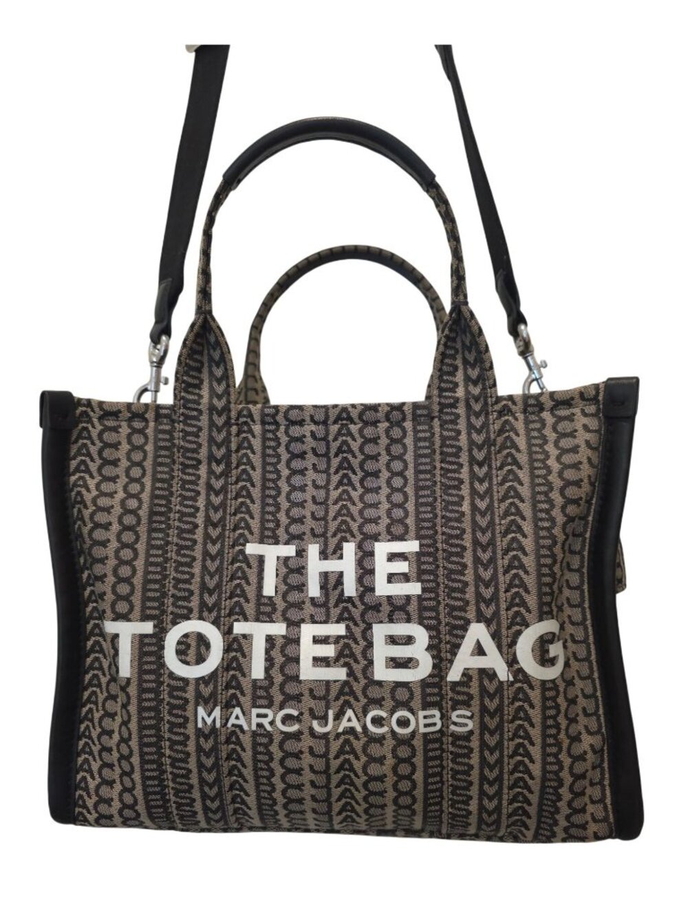 Marc Jacobs The Monogram Medium Jacquard Beige Canvas Tote Bag H076M01RE21-261 - Picture 1 of 15